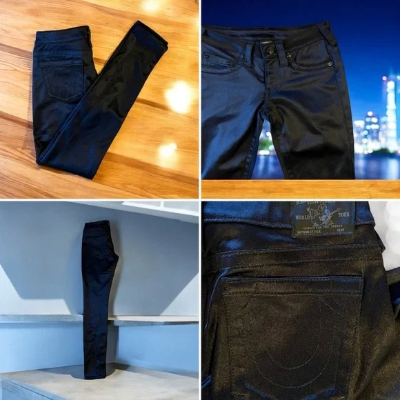 Rare Vintage True Religion satin shiny skinny leg jeans style #WP83592 Vintage